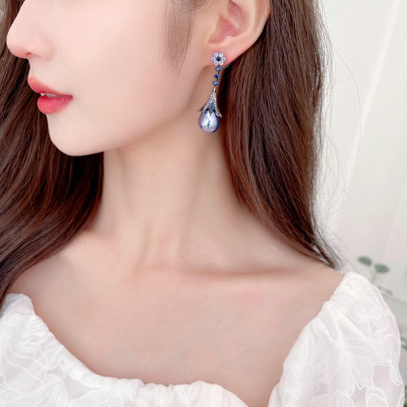 Французские винтажные элегантные серьги в дворцовом стиле с темпераментом, легкие роскошные длинные декоративные серьги-подвески с имитацией жемчуга