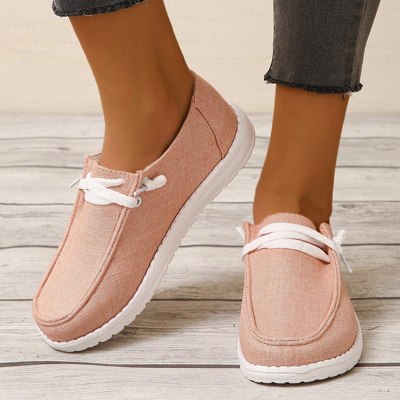 Women's Casual Single Shoes Lace Up Loafer Shoes Casual Canvas Lightweight Slip On Shoes Women's Outdoor Footwear for All Seasons
