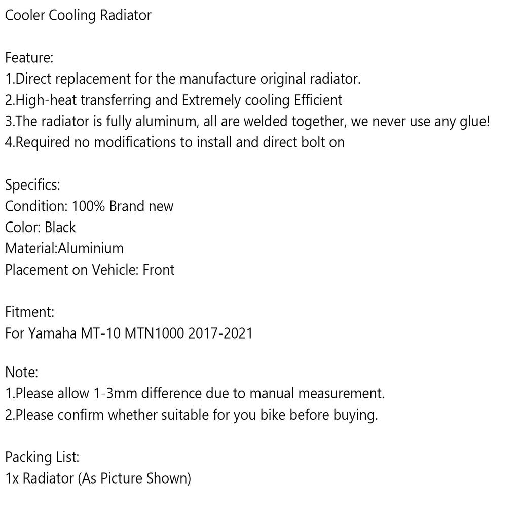 Радиатор Охлаждения Для Yamaha FZ10 MT-10 MTN1000 2016-2021