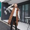 Женский хлопковый жилет средней длины без рукавов с капюшоном - теплый осенний жилет