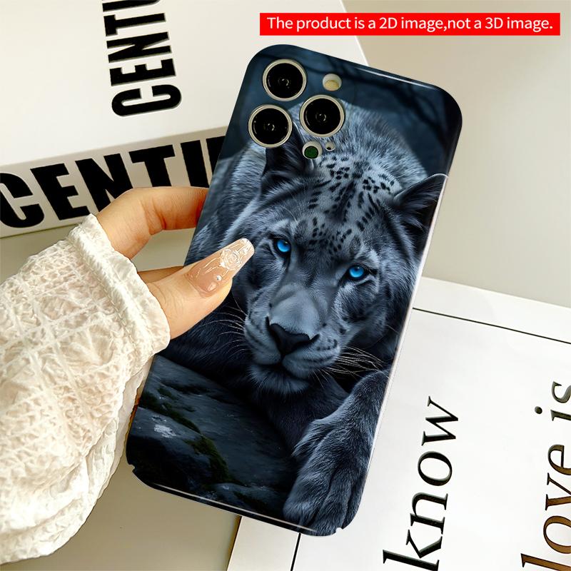 2DFlat Blue-Eyed Snow Leopard on Rock All inclusive film hard iPhone case, compatible with iPhone 18 Pro Max 17 16 15 14 13 12 11