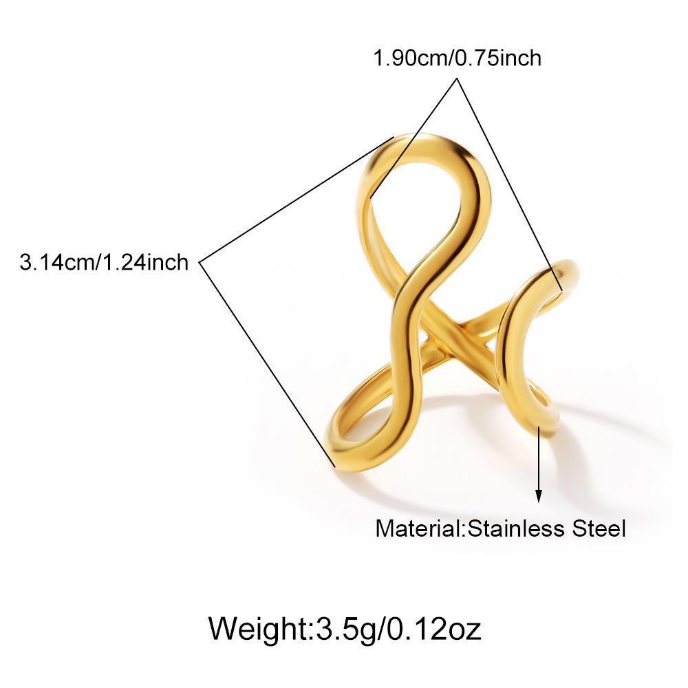 Открытое кольцо из 18-каратного золота и нержавеющей стали с дизайном в виде неровной кривой