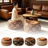 Fillable Design Ottoman Pouf Boho Pattern Round Pouf Cover Portable Footstool Cover  Home Use