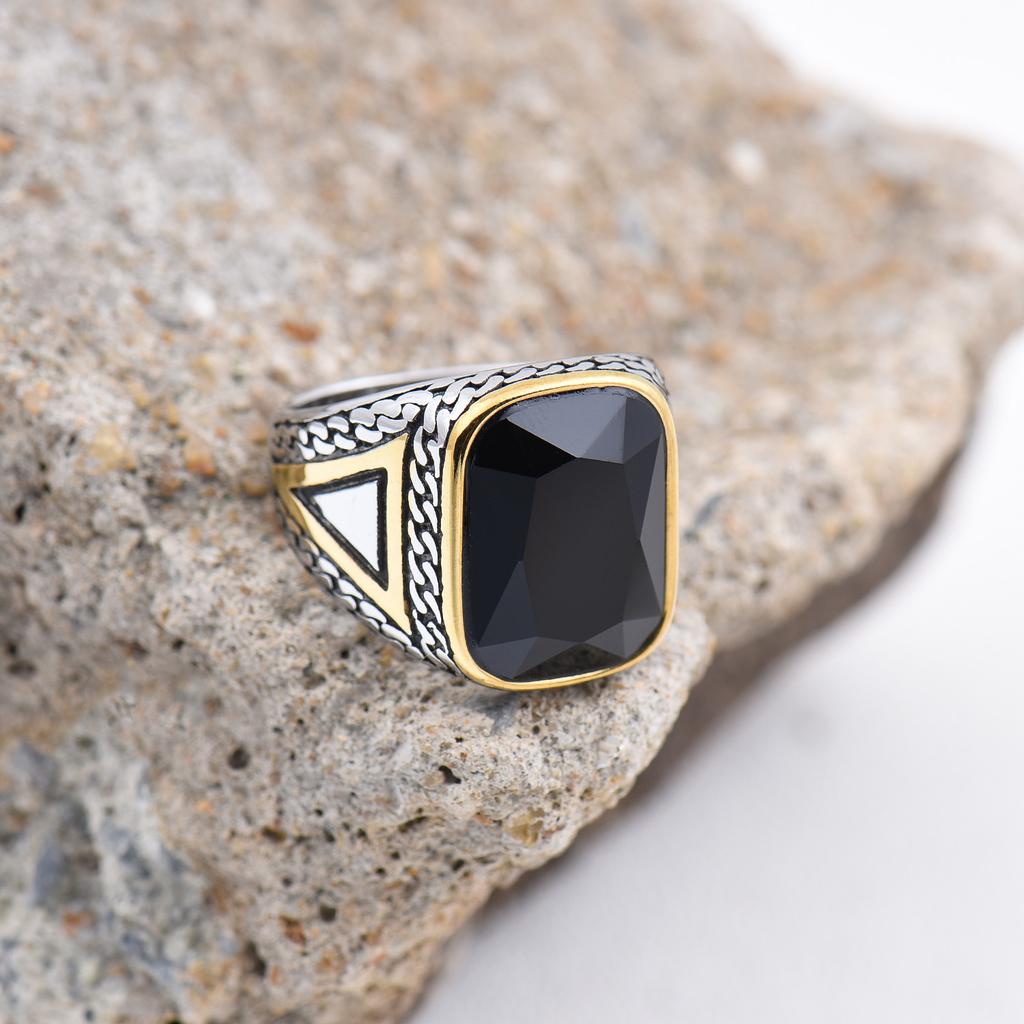 R3427 Мужские высококачественные кольца из нержавеющей стали 316L с ониксом разных форм, трендовые украшения