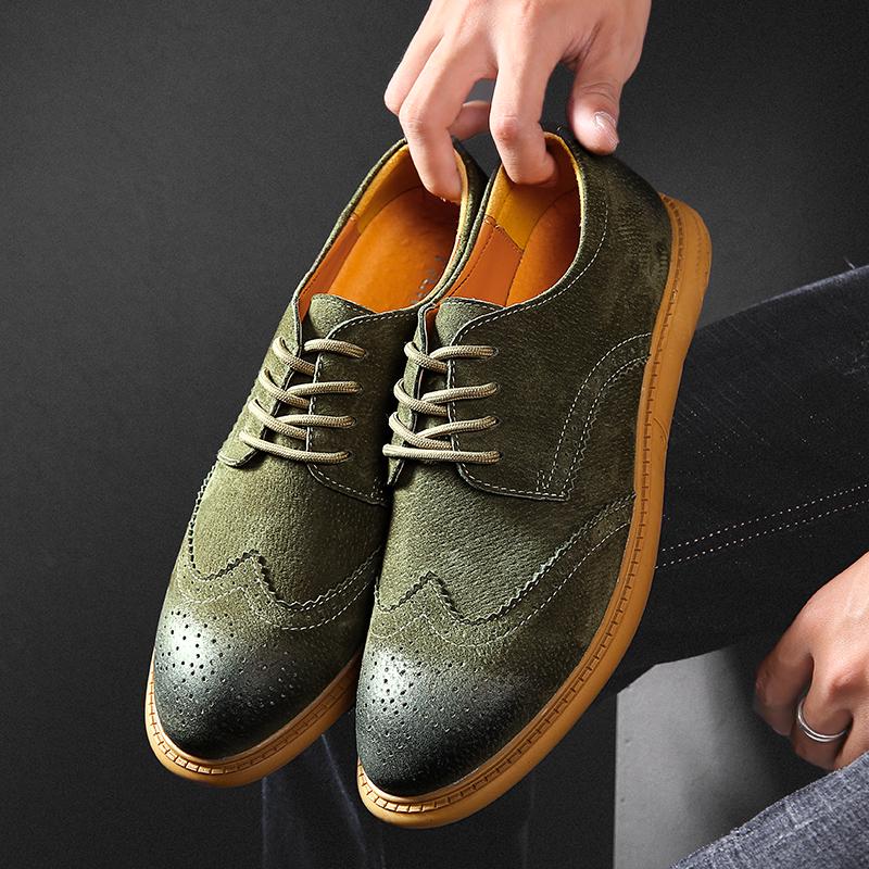 Men Dress Shoes 2024 Autumn New Brogue Men Leather Shoes Vintage Carved Formal Flats Men Wedding Shoes Plus Size 46
