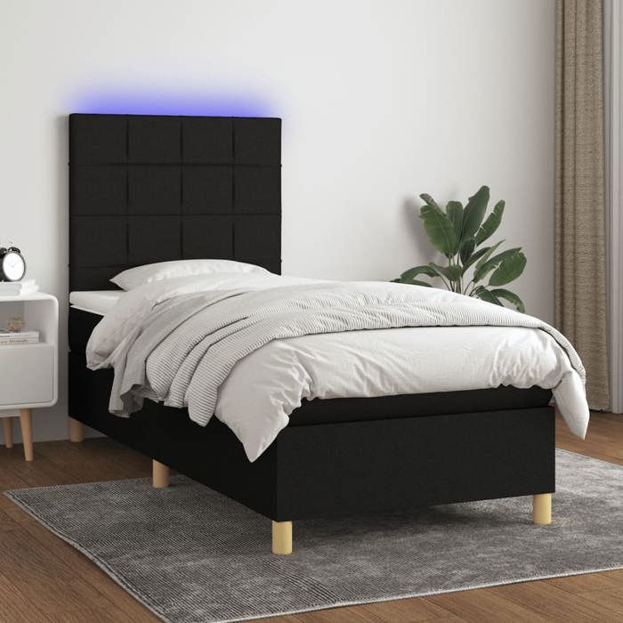 VidaXL Slat Bed Base with Mattress and LED, Upholstered Bed, Single Bed, Adult Bed for Interior Bedroom, 3135407