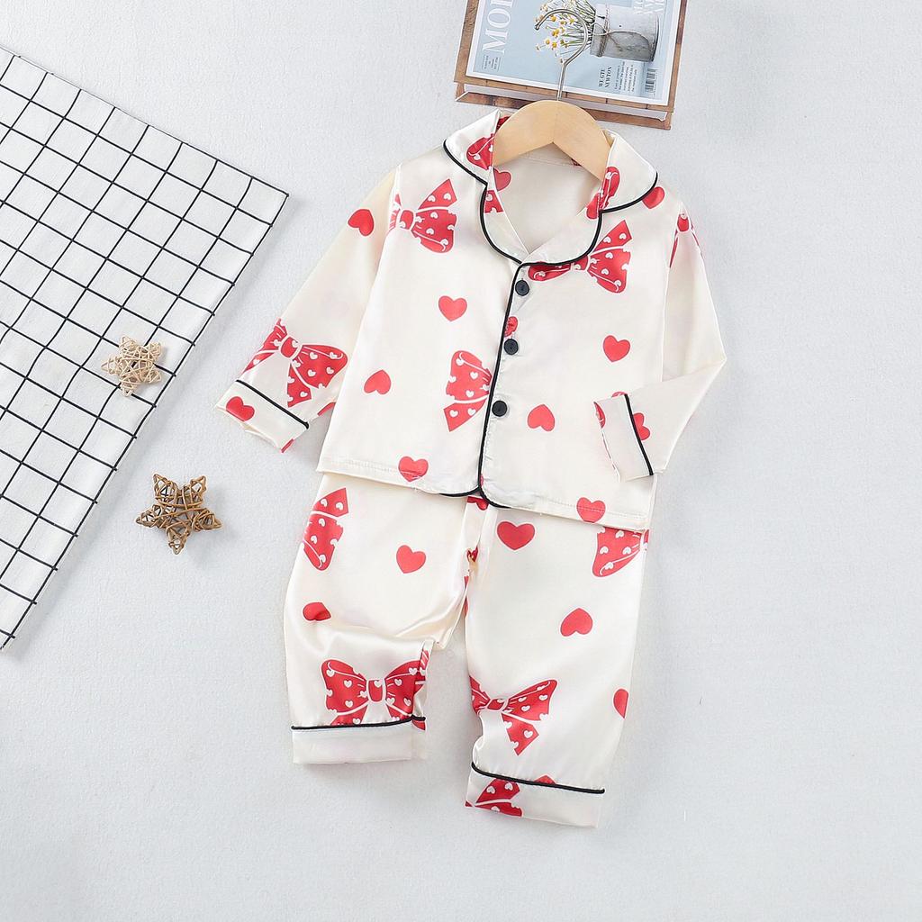 Spring Autumn Baby Girls Clothes Set Children Pajamas Long Sleeved Shirt Pants Two Pcs Sets Kids Sleepwear Toddler Clothing