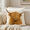 Turquoise Highland Cow Pillow Case Double-Sided Plush Sofa Cushion Covers Organic Breathable Invisible Zipper