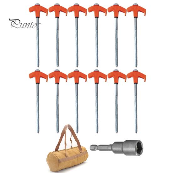 Колышки для палатки, колышки для кемпинга с сумкой для хранения, дизайн с острым наконечником, простая установка, аксессуары для поворотных гвоздей