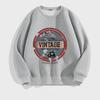Men's Trendy Loose-Fit Autumn/Winter Sweatshirt: Fashionable Solid Color Round Neck Pullover with Print
