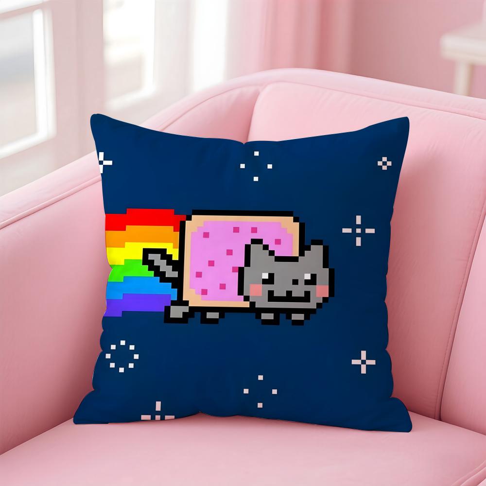 Наволочка для подушки Nyan Cat, для дома и автомобиля, многоцелевая, двусторонняя, мягкая и прочная, для повседневного использования