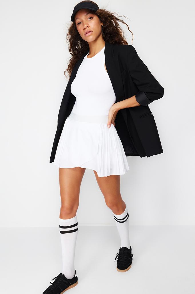 Женская мода, черные плиссированные двухслойные теннисные трикотажные спортивные шорты премиум-класса, юбка с карманом внутри, шорты