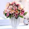 Simulated Peony Flower Realistic Artificial Bouquet with Green Leaves Branches No Maintenance Fake Flower DIY Flower Arrangement