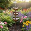 Outdoor Garden Metal Rain Collector With Stake And Bowl Handcrafted Rust-resistant Durable For Water Recycling Plant Irrigation