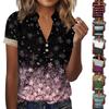 Women's Top Loose Casual V-Neck Lace Sleeve T-Shirt Short Sleeve Floral Print Top