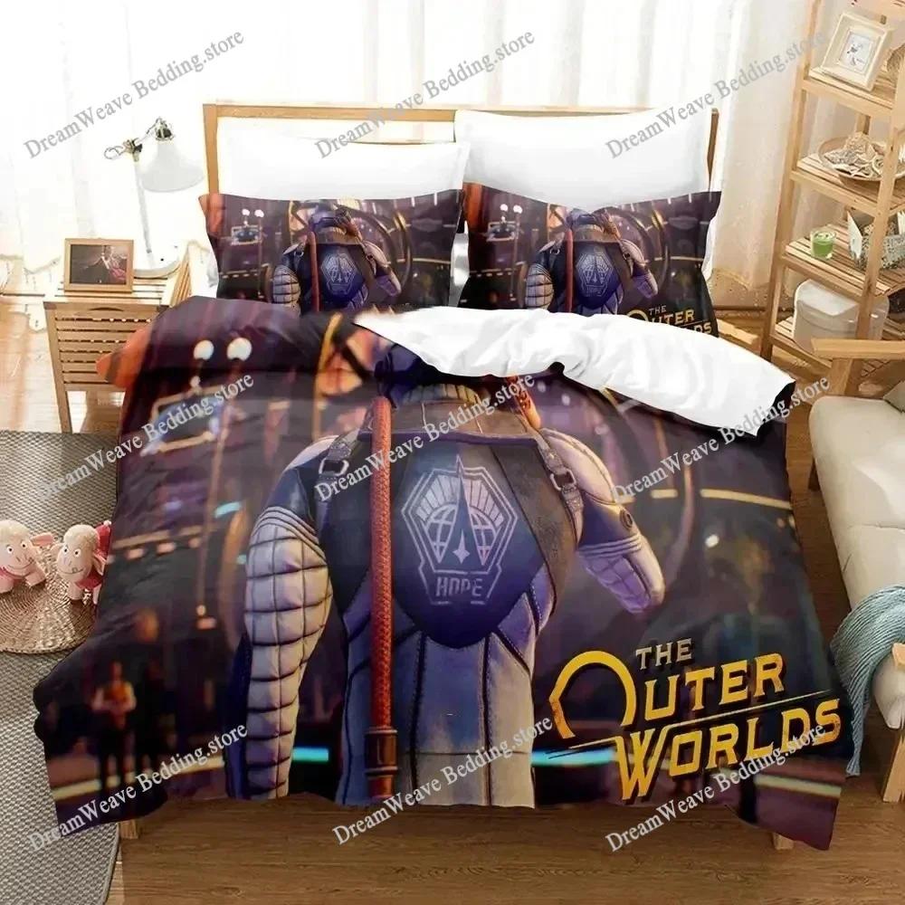 Постельное белье Outer Worlds Односпальное Двуспальное Полное Queen King Размер Комплект Постельного Белья для Взрослых Детей Спальни Комплекты с Пододеяльником 3D Печать Игровой Комплект Постельного Белья