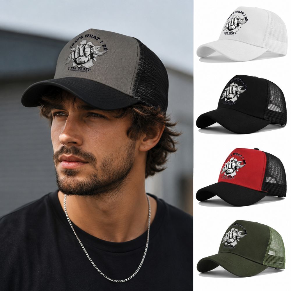 Two Tone Mesh Trucker Hat Breathable Outdoor Sun Hat Vintage Summer Baseball Cap For Men