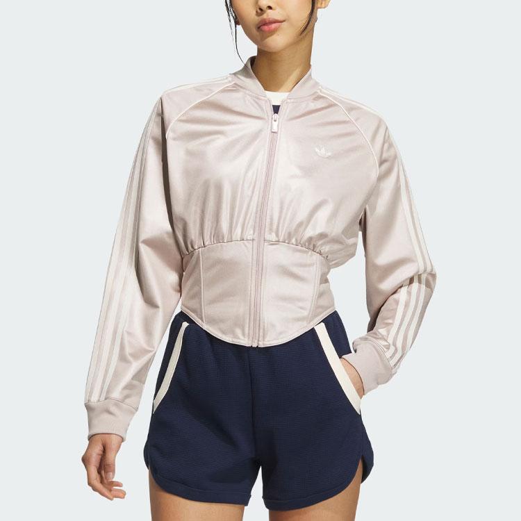 adidas Оригинальный корсет Sst Track Top Color Block трикотажная спортивная куртка женские топы Miracle-Gray Brown IX1905