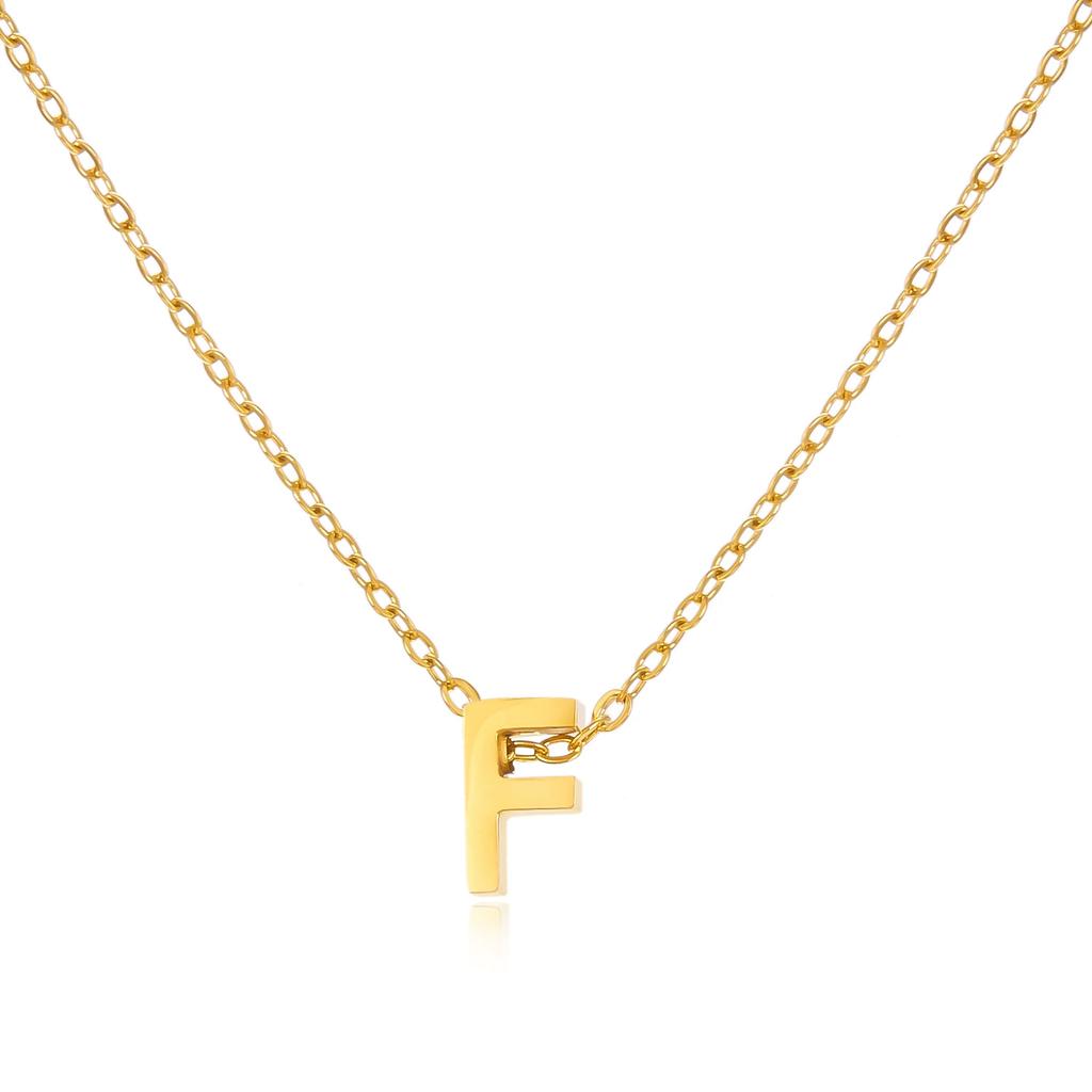 Stainless Steel Initial Necklace Gold Color Cut Letters Single Name Choker Necklace for Women Pendant Jewelry Gift