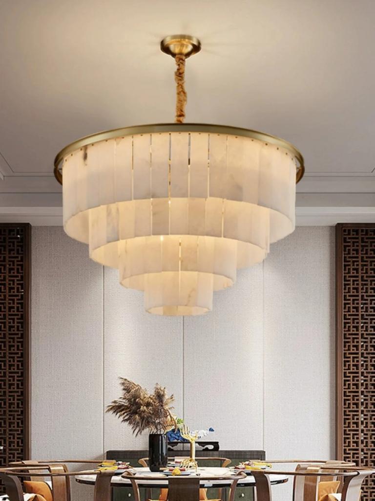 Белые современные натуральные мраморные люстры Led Home Decor Обеденный стол Мраморные люстры Роскошные высококачественные подвесные светильники для гостиной