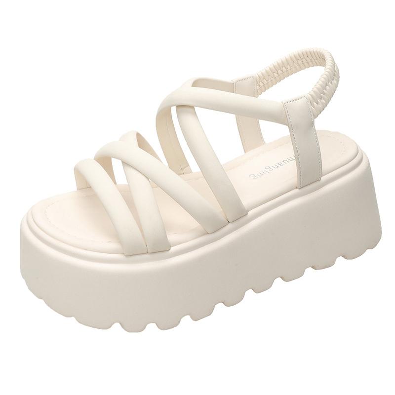 5 лет лето новые 7см внутренняя высота увеличение сандалии универсальные с юбкой повседневные сандалии римские сандалии пляжные сандалии