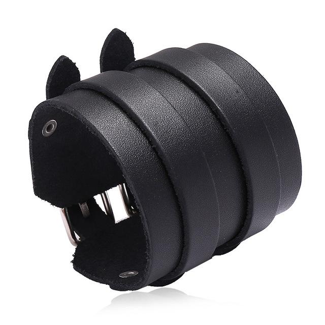 Men Bracelets Punk Rivet Wide Leather Multilayer Motorcycle Cycling Club Wrap Goth Bracelet For Women Charm Couple Hand Jewelry