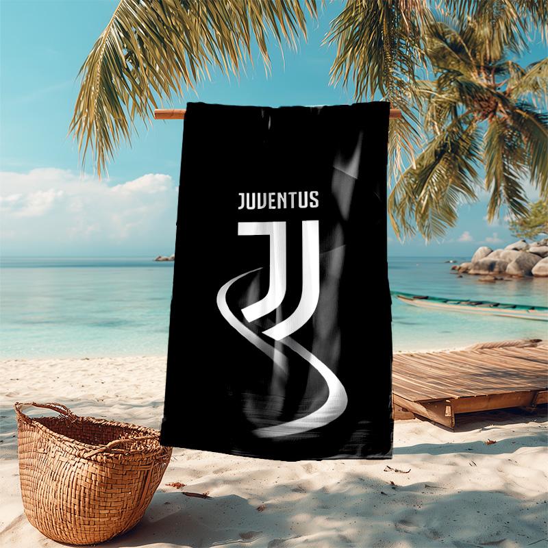 proof beach towel with Juventus FC logo pattern - soft,absorbent,quick-drying,machine washable - perfect for swimming,camping,bathing