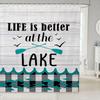 Lake Paddle Bath Curtain Country Lake Life Decor Bathroom Accessories for Adults Women,Checked Plaid Ocean Waves Shower Curtain