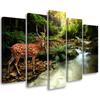 Five Piece Picture Canvas Print Deer Creek Forest