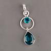 925 Sterling Silver Handmade Jewelry  Apatite Gemstone Pendant 1.80" For Women PP-10-12