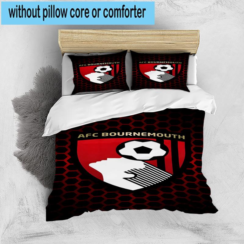 3pcs Afc Crest Bournemouth Printed Bedding Set Duvet Cover Closure Includes 1 Duvet Cover & 2 Pillowcases Bedding Sets Home Decor Gifts