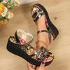 Large Size Sandals Women's Summer New Buckle Wedge Heel Thick Sole Roman Sandals Casual Sandals