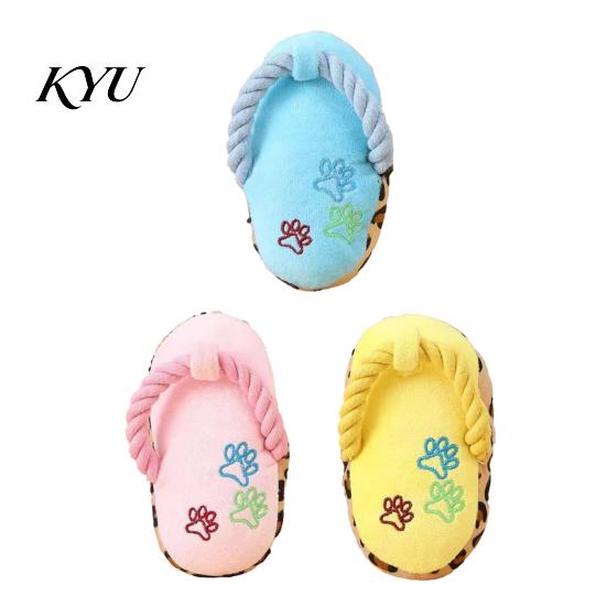 Cotton Rope Dog Toys Slipper Toys, Squeaky Crinkle Plush Toy for Small Medium Teeth Cleaning Dogs Dogs, Cute Shape Interactive Puppy Chew Boredom