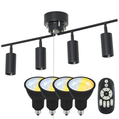 Потолочный светильник Kyodo Lighting GT-DJ11B-6WE11CTB, 4-ламповый потолочный спот с диммируемыми и меняющими цвет светодиодными лампами E11 50 Вт, Пульт дистанционного управления, Стильный