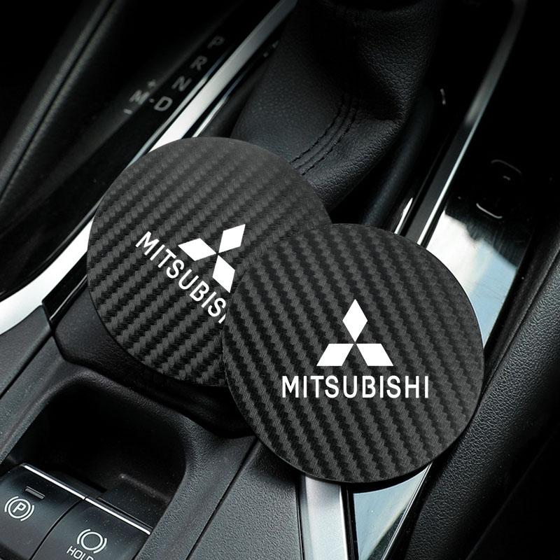 2Pcs Car Logo Silicone Water Cup Pad Cushion For Mitsubishi Lancer Ralliart ASX Mirage Pajero Xpander Attrage L200 Eclipse Cross