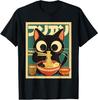 Cat Eating Ramen Japanese Graphic Funny Kawaii Cat Anime T-Shirt