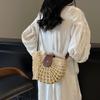 Летняя соломенная сумка для женщин, модная полукруглая сумка кроссбоди, плетеная вручную из ротанга, сумка-мессенджер, дорожная пляжная сумка KTB