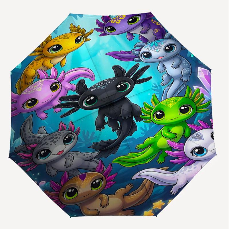 1PC Axolotl Fantasy Umbrella-8-Rib Reinforced Portable Folding Travel Suitable for All Seasons Outdoor Daily Use Is an Ideal Choice  -K0411