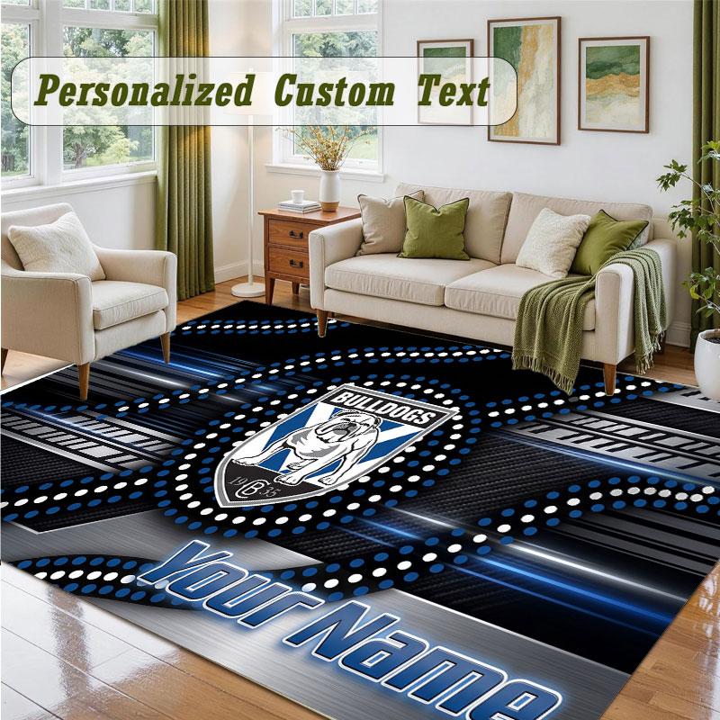 Crystal Velvet Square Rug Custom NameCanterbury-Bankstown Bulldogs Pattern Non Slip Home Floor Decor Rug