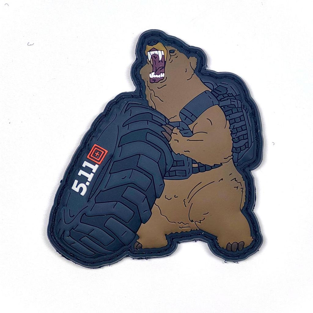 Рюкзак на липучке с вышитым медведем, тканым логотипом и самоклеящейся ПВХ-нашивкой