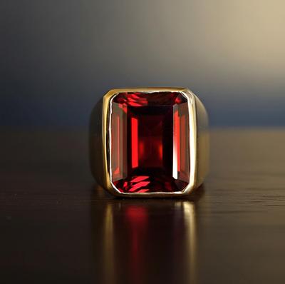 Кольцо с гранатом для мужчин и женщин, кольцо с печаткой, стерлинговое серебро 925 пробы, ювелирные изделия ручной работы, подарок партнеру, драгоценный камень 12x16 мм