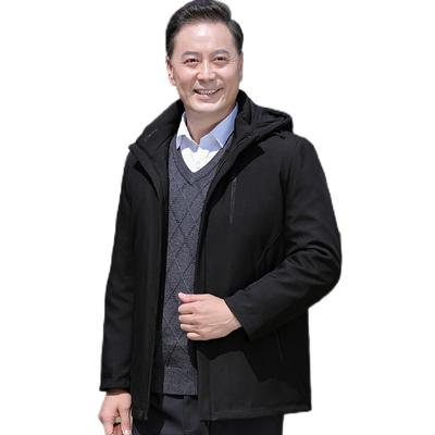 Пуховик мужской средней и длинной толщины с утеплителем и съемной подкладкой, зимняя новая повседневная куртка для мужчин среднего возраста со съемной шапкой