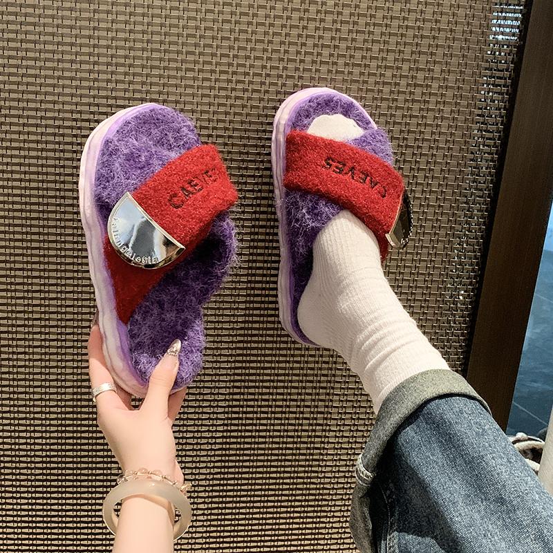 Женские тапочки зимние плюшевые туфли на платформе для дома для женщин модные нескользящие парные тапочки домашние слайдеры женские Zapatos De Mujer
