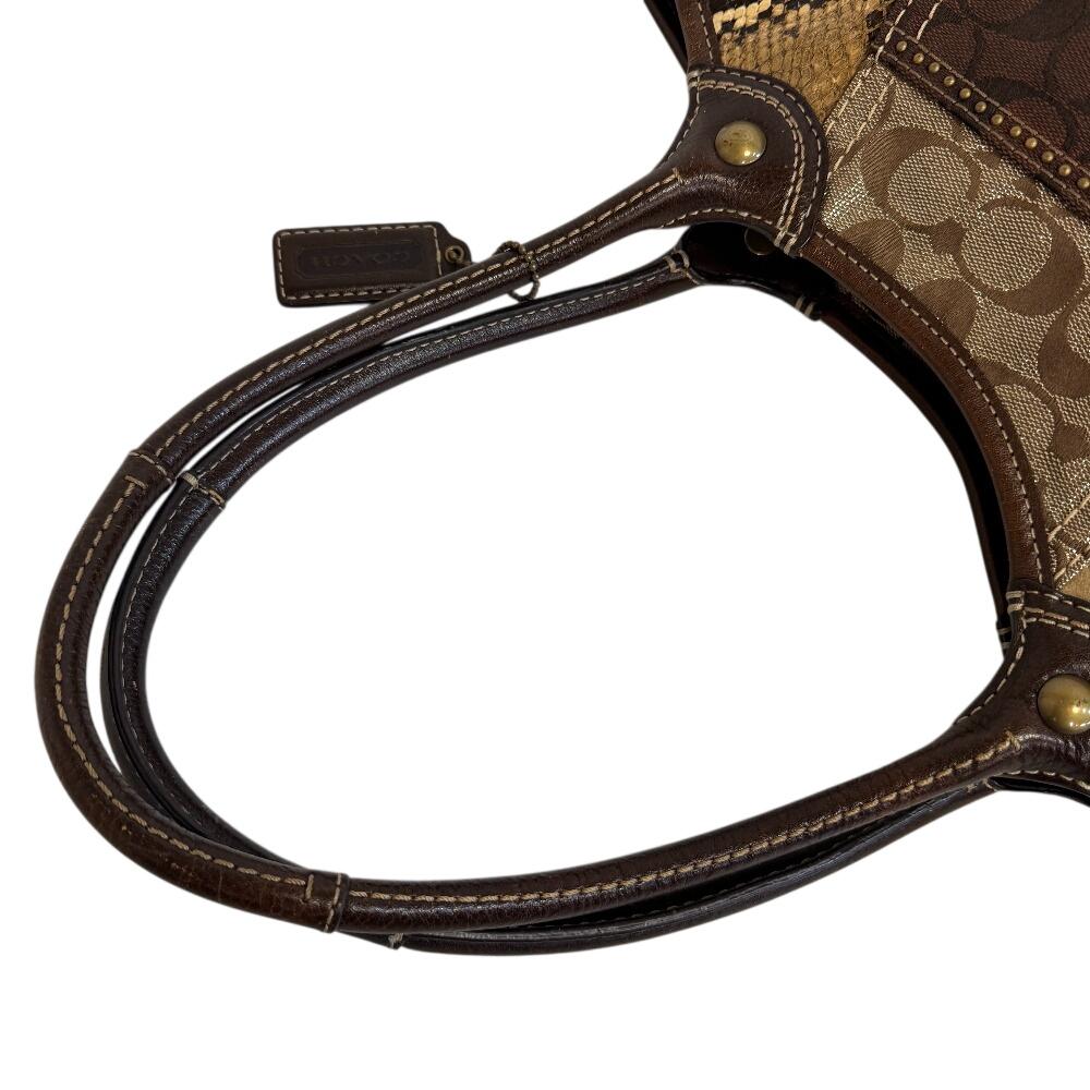 Coach 12899 Пэчворк Холст Питон Сумка-тоут Коричневый Питон Б/У