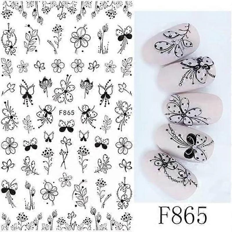 Flowers Nail Stickers Nail Art 10 Sheets Self Adhesive Nail Stickers Deco Ongle Nail Art Design Mani