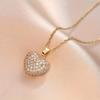 Fashionable, exquisite, classic design, light luxury style, full-diamond heart-shaped pendant necklace, elegant sweater chain, the perfect gift for