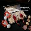 Красивые Серьги-Жемчужины с Каменем Любви, Папалача, Покрытые 18-каратным Золотом, Объемные Серьги с Красным Цирконом в Форме Капли Граната.