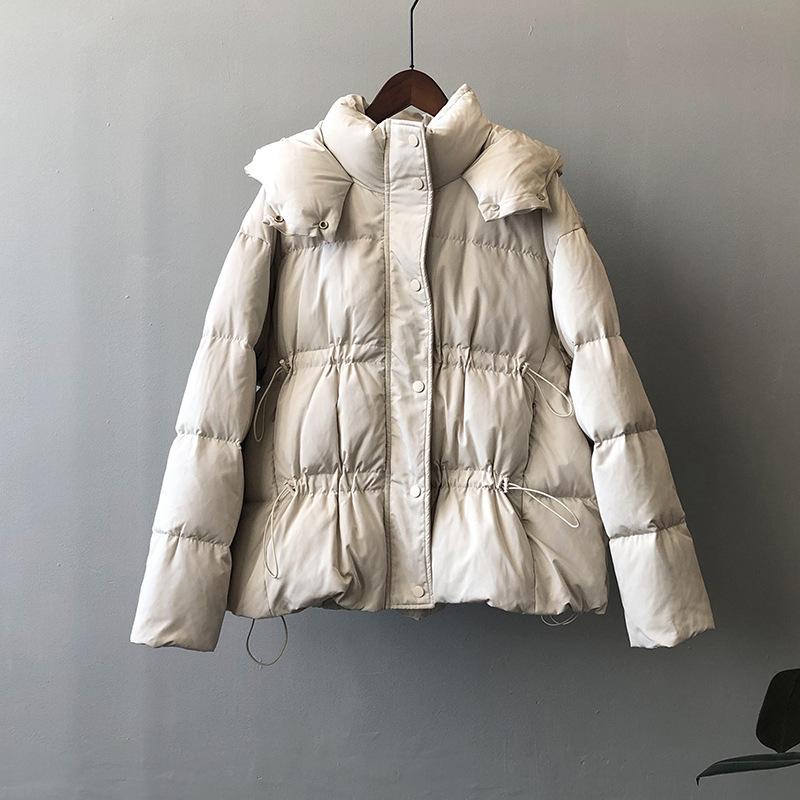 Solid Women's Winter Autumn Down Jacket Hooded Collar Short Single-Breasted Coat Preppy Style Parka Ladies Chic Outwear Female