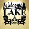 "Welcome To The Lake" Elegant Metal Wall Art Abstract Halloween Christmas Design, Home Office Living Room Patio Garden Decor