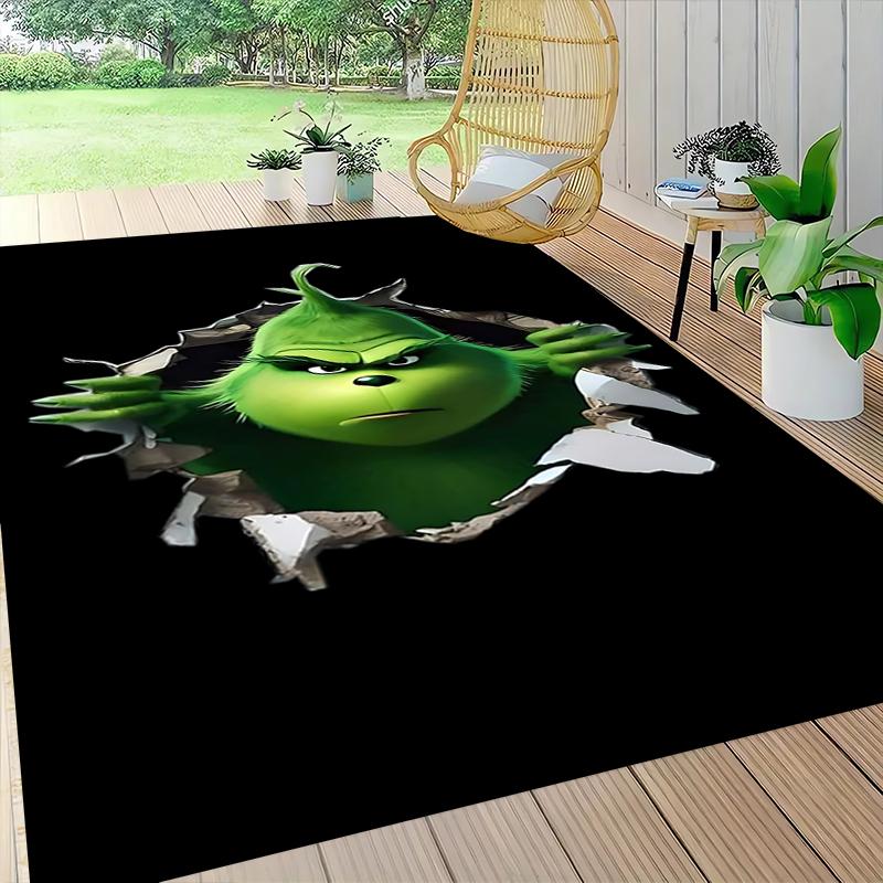 Grinch Through Wall Carpet Rug Soft Washable Antislip Home Living Room Sofa Mats Personalized Christmas Rug
